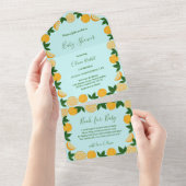 オレンジパーティーフルーツ新鮮な赤ちゃんシャワー オールインワン招待状 (貼ってはがせる)