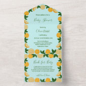 オレンジパーティーフルーツ新鮮な赤ちゃんシャワー オールインワン招待状 (内側)