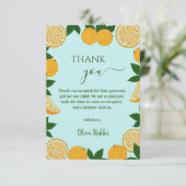 オレンジパーティーフルーツ新鮮な赤ちゃんシャワー サンキューカード (スタンド正面)