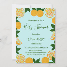 オレンジパーティーフルーツ新鮮な赤ちゃんシャワー 招待状