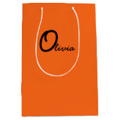 オレンジパーテパーソナライズされたィの支持バッグ ミディアムペーパーバッグ (正面)