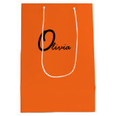 オレンジパーテパーソナライズされたィの支持バッグ ミディアムペーパーバッグ (裏面)