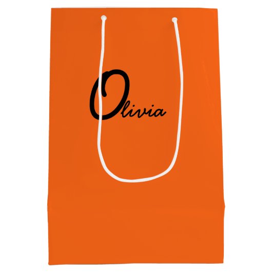 オレンジパーテパーソナライズされたィの支持バッグ ミディアムペーパーバッグ (裏面)