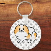 オレンジパートカラーポメラニア犬マンガードッグ&ポーズ キーホルダー (正面)