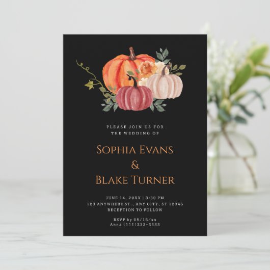 オレンジパープルとホワイトパンプキンブラック結婚ズ 招待状 (スタンド正面)