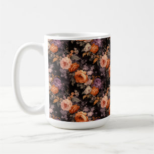 オレンジパープルグリーンロココ秋花 コーヒーマグカップ
