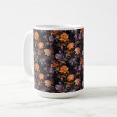 オレンジパープルグリーンロココ秋花 コーヒーマグカップ (正面左)