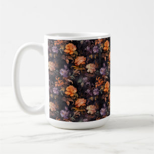 オレンジパープルグリーンロココ秋花 コーヒーマグカップ