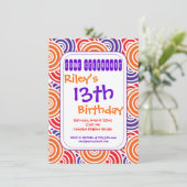オレンジパープルサークルバースデーパーティ招待状 招待状 (スタンド正面)