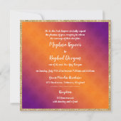 オレンジパープルダマスク金ゴールドガネーシュインディアン結婚ズ 招待状 (裏面)