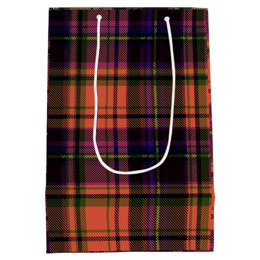 オレンジパープルハッピーハローウィンプレイド抱き枕 ミディアムペーパーバッグ (裏面)