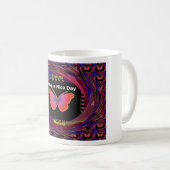 オレンジパープルバタフライナイスデイアートプリント コーヒーマグカップ (正面右)