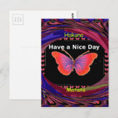 オレンジパープルバタフライナイスデイアートプリント ポストカード (正面/裏面)