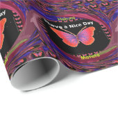 オレンジパープルバタフライナイスデイアートプリント ラッピングペーパー (ロールコーナー)