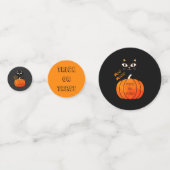 オレンジパープルブラックキャットカボチャ不気味なハロウィーン コンフェッティ (裏面)