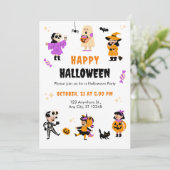 オレンジパープルブラックコスチュームハローウィンパーティ 招待状 (スタンド正面)