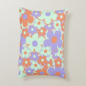 オレンジパープルブルーレトロY2K 70s花柄 アクセントクッション (裏面(縦))