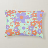 オレンジパープルブルーレトロY2K 70s花柄 アクセントクッション (裏面)