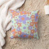 オレンジパープルブルーレトロY2K 70s花柄 クッション (ブランケット)