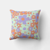 オレンジパープルブルーレトロY2K 70s花柄 クッション (裏面)