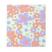 オレンジパープルブルーレトロY2K 70s花柄 ノートパッド (正面)