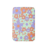 オレンジパープルブルーレトロY2K 70s花柄 バスマット (正面縦)