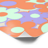 オレンジパープルブルーレトロY2K 70s花柄 ポスター (コーナー)