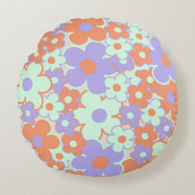 オレンジパープルブルーレトロY2K 70s花柄