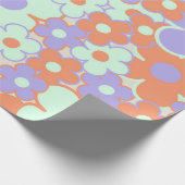 オレンジパープルブルーレトロY2K 70s花柄 ラッピングペーパー (角)