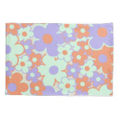 オレンジパープルブルーレトロY2K 70s花柄 枕カバー (裏面)