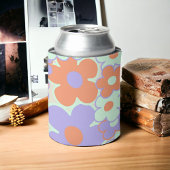 オレンジパープルブルーレトロY2K 70s花柄 缶クーラー