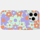 オレンジパープルブルーレトロY2K 70s花柄 Case-Mate iPhoneケース (裏面 (横))