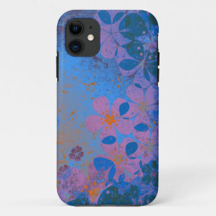 オレンジパープルブルーヴィンテージ花柄 iPhone 11 ケース
