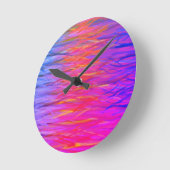 オレンジパープルブルー絵画抽象芸術ズ ラウンド壁時計 (傾斜)
