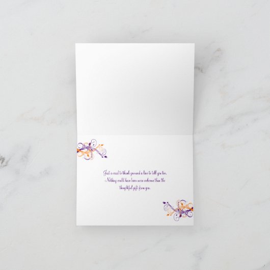 オレンジパープルホワイトフローラサンキューカード2 サンキューカード (内部)