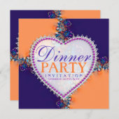 オレンジパープルボヘミアンヒッピーろうけつ染めディナーパーティー 招待状 (正面/裏面)