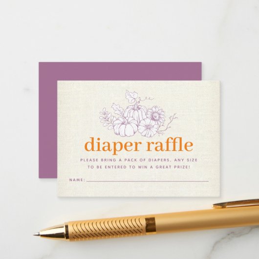 オレンジパープルラップ小さなかぼちゃおむつラッフル エンクロージャーカード (正面/裏面インサイチュ)