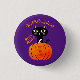 オレンジパープル不気味キャットカボチャパーティーハロウィン 缶バッジ