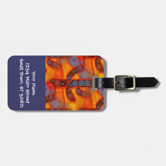 オレンジパープル南西サグアロサボテンモザイク ラゲッジタグ (正面横)