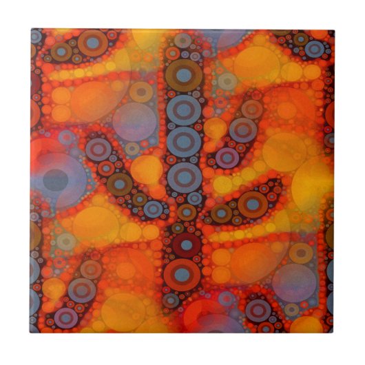 オレンジパープル南西部サグアーロサボモザイク タイル (正面)