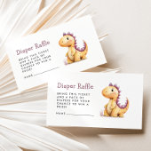 オレンジパープル恐竜の赤ちゃんシャワーおむつラッフル エンクロージャーカード