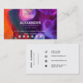 オレンジパープル抽象芸術水カラーロイヤリティ ロイヤリティカード (正面/裏面)