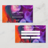 オレンジパープル抽象芸術水彩 名刺 (正面/裏面)