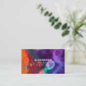 オレンジパープル抽象芸術水彩 名刺 (スタンド正面)