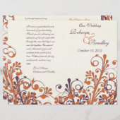 オレンジパープル抽象芸術秋フローラ結婚式 プログラム (正面/裏面)