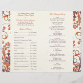 オレンジパープル抽象芸術秋フローラ結婚式 プログラム (裏面)