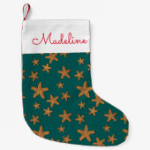 オレンジヒトデパターン|はあなたの名前を加えます スモールクリスマスストッキング (正面)