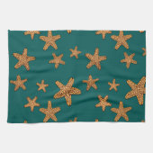 オレンジヒトデパターン キッチンタオル (横)