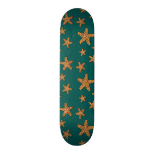 オレンジヒトデパターン スケートボード