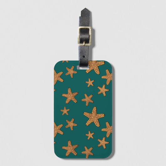 オレンジヒトデパターン ラゲッジタグ (正面縦)